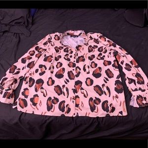 Leopard print long sleeve blouse